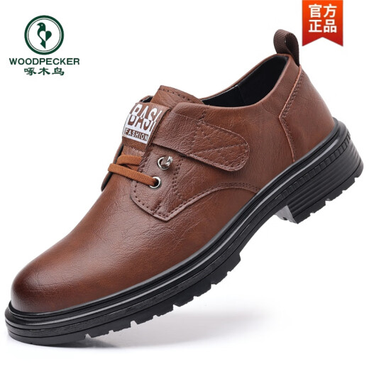 Zapatos para hombres de Woodpecker 2024 Outumn and Winter New Men's Genuine Cuero Casual Business Sobre Soft Sole Plus Shoes de cuero de algodón Top Top Works 9909 Black Plus Fleece Style 38