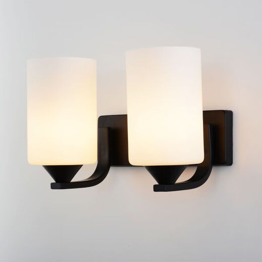 Yaotian simple modern fashion creative bedside glass wall lamp with switch living room lamp bedroom lamp aisle lamp indoor wall lamp black A single head without switch without light bulb