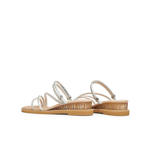 Tianmeiyi Slippers pour les femmes avec des bandes de forage flash de coin pour les sandales extérieures à la mode pour femmes