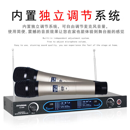HYUNDAI现代BK10专业中小型会议室音响套装壁挂式音箱蓝牙功放无线话筒组合教学培训店铺音响系统设备 【两音响/双话筒】会议音响套装（20-120平）