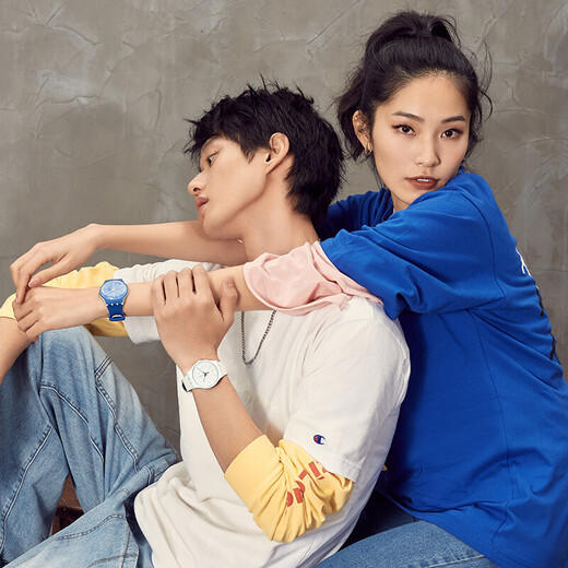 斯沃琪（Swatch）瑞士手表 原创系列 纯白炫彩 学生日历简约石英男女表SUOS404