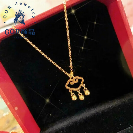GOR Fat Donglai's same style Xiangyun pendant 18K gold lock necklace women's silver plated yellow l gold plated bell safety lock tassel Ruyi Xiangyun lock/necklace-XL-764