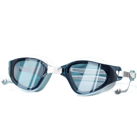 Yuke swimming goggles high-definition anti-fog waterproof large-frame swimming goggles for men and women myopia goggles set swimming special equipment lake blue and white + swimming cap 250 degrees