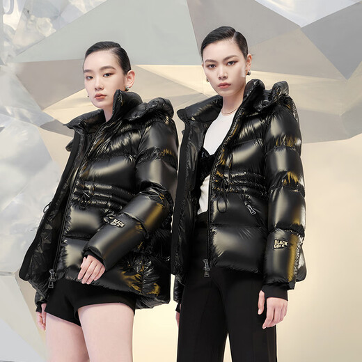 Govan Black Gold Goose Down Jacket Queen 4.0 Five-lattice Women's Short Winter Fashion Down Jacket High Custom Diamond Black M