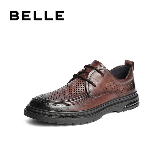 Belle punched breathable casual leather shoes men's trendy business shoes A1365BM4 pre-sale brown 40 (250mm)
