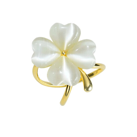 Oein durable titanium steel four-leaf clover scarf buckle multi-functional ring brooch bow buckle streamer scarf button shirt square scarf cat's eye four-leaf clover classic and versatile about 2cm titanium steel durable