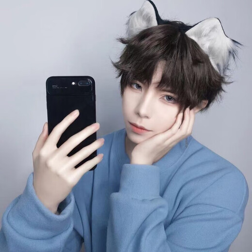 VAN OCEAN ANNORA cat ear headband for men and women, big wolf dog cat ear hair accessories, simulated wolf ears, hand-made cute side clips, Japanese style, small milk dog black and white animal ears hot sale/limited time offer