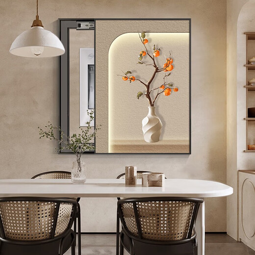 Shunjixiangli 2025 new electric switch distribution box hanging painting new Chinese simple electric box cover vertical mural electric meter box decoration painting JD11143 50*60cm (blocking 40*50) hydraulic black frame