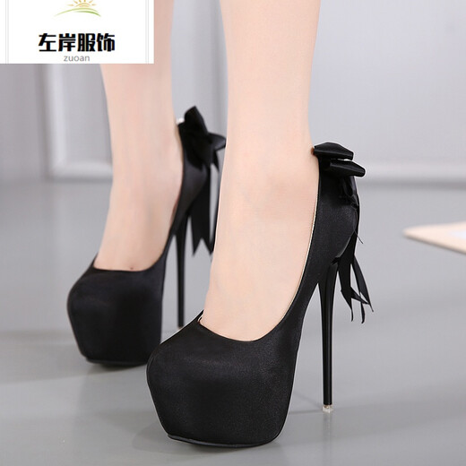 Hentian Tall Transvestite Cross-dressing Sexy Men's Cross-dressing High Heels YP Black Sandals 17cm 166-30 42
