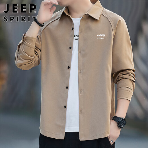 Jeep Spirit Jeep Рубашка мужская весенняя рубашка с длинным рукавом мужская свободная деловая куртка haki xl