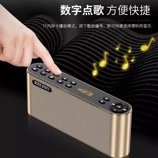 科凌蓝牙音响带收音机一体可插U盘能插卡优盘插耳机音箱家用迷你便携小型无线低音炮高音质大音量喇叭 黑色I多功能版I数字点歌版播放器