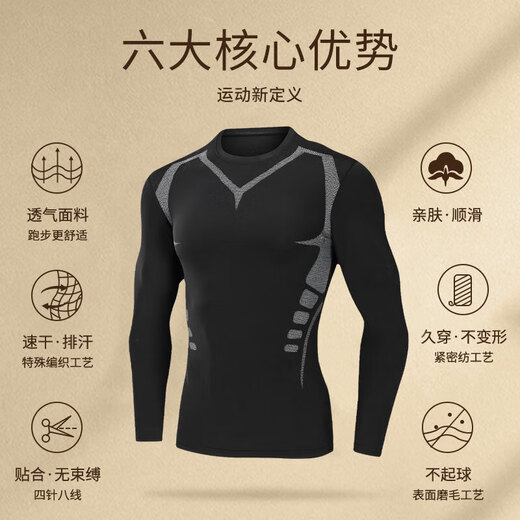 NIUKAILEPRO high-elastic sports tight clothes for men long-sleeved short-sleeved quick-drying t-shirt running fitness basketball training bottoming top cropped pants 2XL