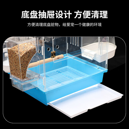 HKPZ Jaula para pájaros Tiger Peony Parrot Home Jaula acrílica de Gran Espacio Jaula para pájaros Phoenix Negra Panorámica Lujosa a Prueba de Salpicaduras 795 Paquete de Lujo Chasis Púrpura