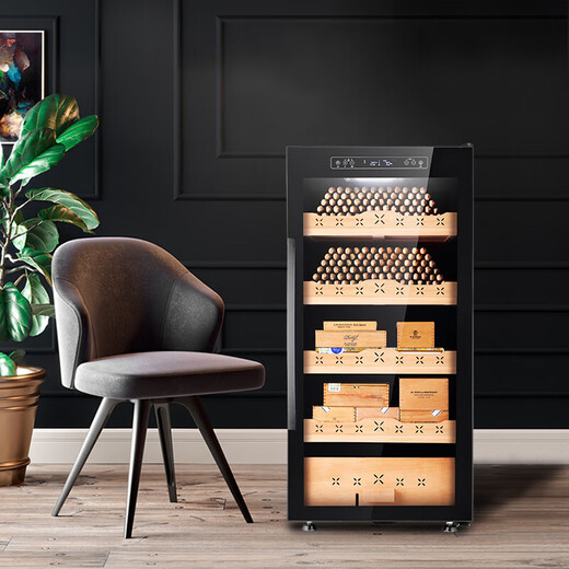 Bacchus Cigar Cabinet Frequency Converter Adjustable Humidity Large Capacity Constant Temperature and Humidity Humidifier Compressor Household Cedar Wood Embedded Alcohol-raised Bare-raised Red Wine Cigar Energy-Saving Air-cooled Frost-free WiFi Model Clean Ammonia + Frequency Converter 4 Layers 1.2 Meters 188L