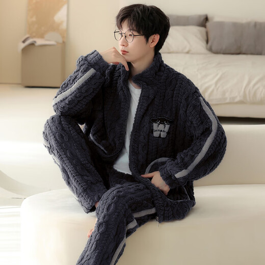 Modal Coral Fleece Couple Pajamas Women's Winter Plus Velvet Thickening Warmth Autumn and Winter 2025 New Men's Home Clothing Set CM2033 Velvet One Male One Female M Female + Male L