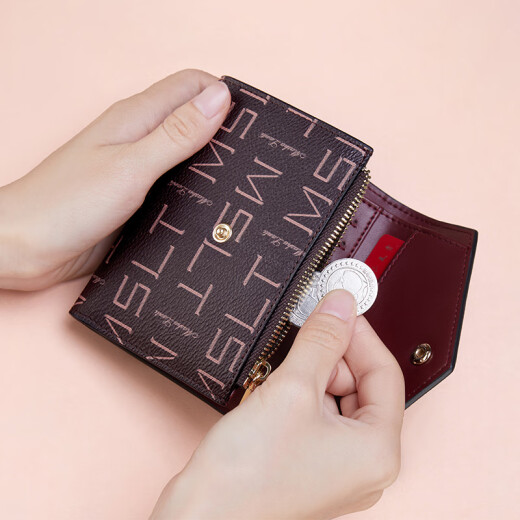 MashaLanti Women's Wallet Short Style Fashion Money Clip Women's Card Bag Multi-Function Snap Coin Purse Birthday Gift K913 Burgundy