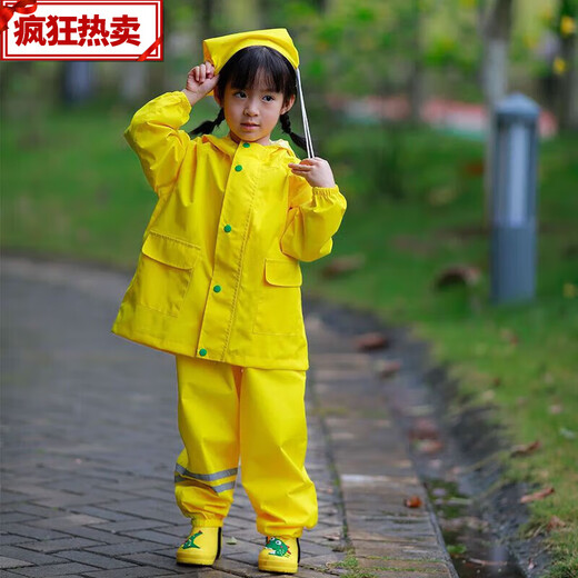 OUOETY children's waterproof full body children's boys and girls kindergarten suit raincoat suspenders rain pants one-piece Anji game Anji game suit