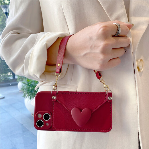 
Burgundy love coin wallet suitable for Huawei mate40pro mobile phone case p50 crossbody p40 strap mate30 Burgundy love coin wallet + leather crossbody Huawei P50Pro