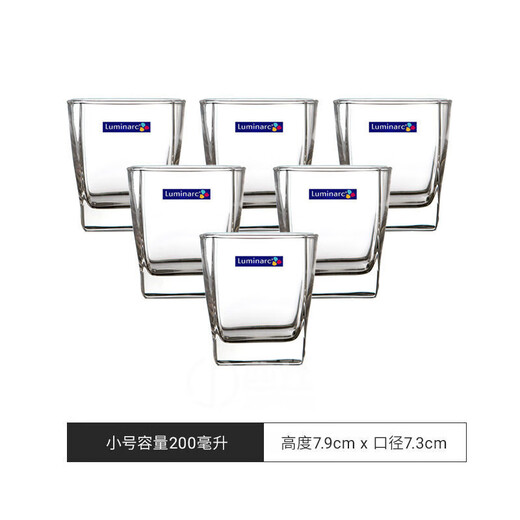 Lemeiya whiskey glass lead-free glass cup square cup bar KTV wine glass beer cup home tea cup 6-piece set square straight/200ml