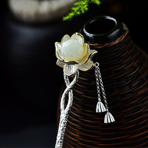 Ginqianhui lotus hairpin for ladies, ancient style hairpin with tassels, Chinese style hair accessories, Valentine's Day birthday gift for girlfriend, new Chinese style Xianglian hairpin + seven-warehouse delivery/next-day delivery, 1-piece set