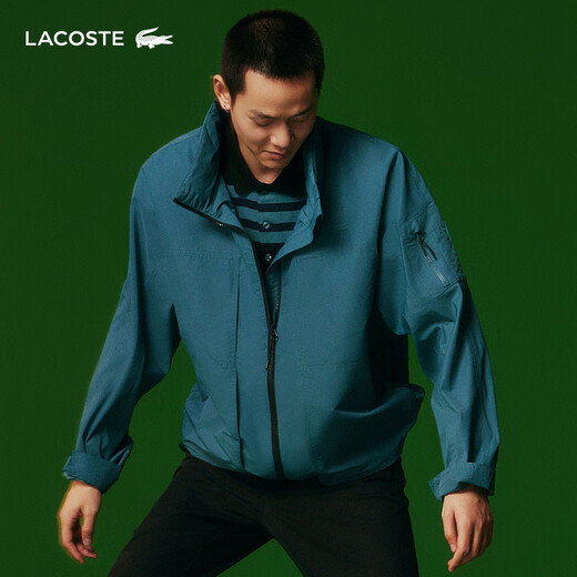 LACOSTE French crocodile men's fashion trend versatile basic casual zipper jacket | BH3767 IY4/Quiet Blue M 50 175