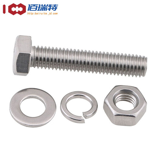 Bairuite (bairuite) 304 stainless steel external hexagonal bolt and nut set extended national standard external hexagonal screw screw screw combination M6*50 3 sets