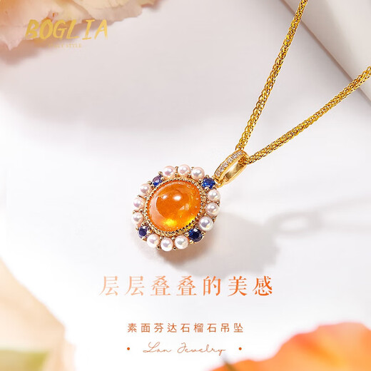 BOGLIA necklace for women Sri Lankan garnet large carat freshwater pearl 18 gold K pendant Valentine's Day gift for wife 3.98CT pendant