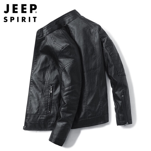 JEEP SPIRIT Jeep leather jacket men's jacket autumn and winter stand collar business motorcycle men's black 3XL