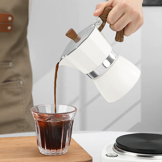 Mongdio Moka Pot Hand-brewed Coffee Pot Set Italian Coffee Maker White Moka Pot 2-piece Set 150ml