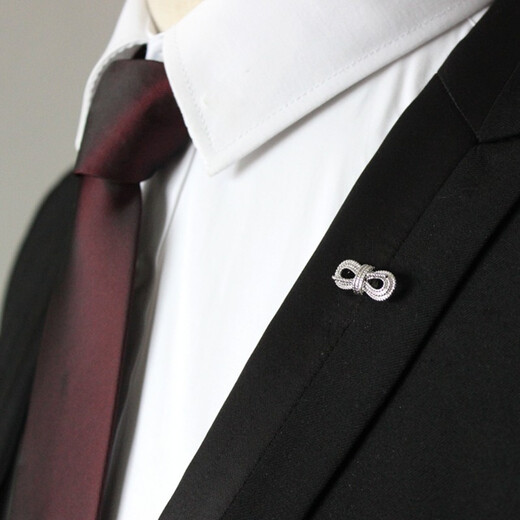 Xifei Men's Brooch Korean Style Bow Corsage Collar Pin Twist Smooth Dual Use Business Casual Suit Accessories