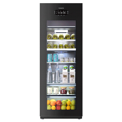 Casarte National Subsidy Ice Bar Home Beverage Cabinet Office Red Wine Cabinet Tea Cabinet Fruit Fresh Cabinet Freezer Refrigerator Cabinet Transparent Glass Door Display Cabinet Embedded Freezer Black 220L Can Make Ice