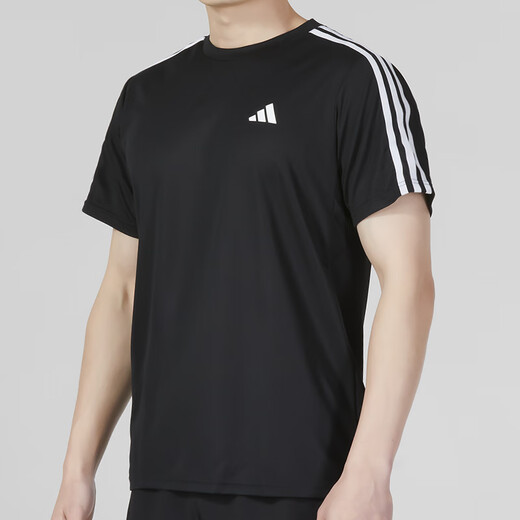 阿迪达斯 （adidas）男子速干健身运动套装 跑步训练服篮足球服短袖T恤透气短裤两件套 IB8150+JE6436/三条纹款 M/175