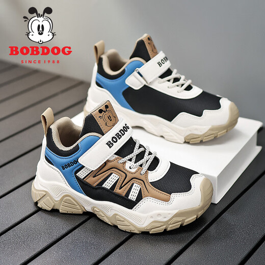 巴布豆（BOBDOG）儿童运动鞋男童鞋子户外防滑登山鞋秋季新款男孩休闲鞋女童跑步鞋 米粽皮面XTK679 36码 鞋内长23cm