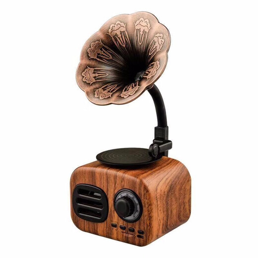 Starry Sky Deer New Creative Retro 3D Wireless Bluetooth Speaker Gramophone Mini Card USB Drive Portable FM Radio Computer Original Wooden Audio Mobile Speaker Bass Gift Brand New Walnut [can be plugged in USB Drive/connected to computer]