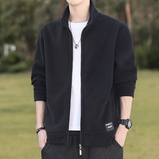 Scarecrow Jacket Men's Autumn and Winter Polar Fleece Jacket 2025 New Style Young and Middle-aged Stand-up Collar Plus Velvet Sports Casual Dad Wear Dark Gray L Recommended 120-135 Jin Jin equals 0.5 kg