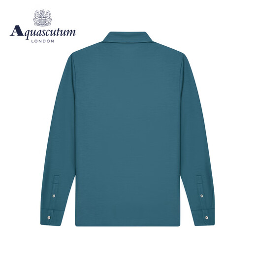 Aquascutum yagur Seite neuer Winter -Herren -Baumwolle Mischung Langarm Shirt Q4865EI021 Duck Green 47 L