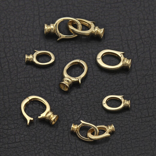 Yuanzu Beloline 18K gold buckle fist buckle/double ring buckle DIY connecting buckle pearl necklace bracelet universal jewelry buckle 18K yellow small size (one)