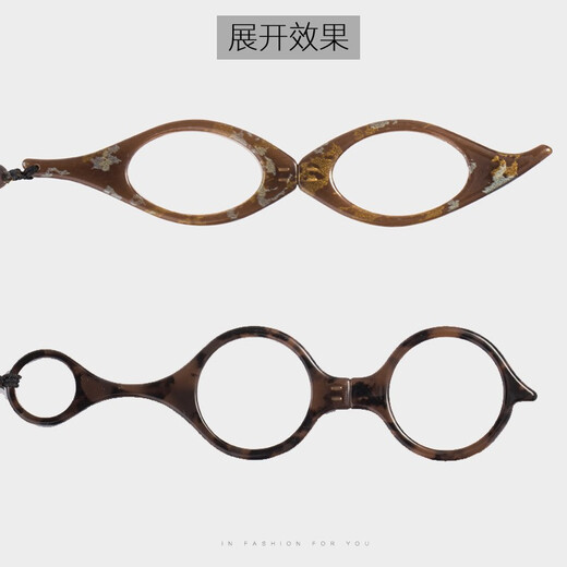 希柏迷你时尚项链式挂脖老花镜男折叠女高清进口超轻便携式树脂高档老人老光眼镜 礼盒装橄榄茶 150度(50-54岁)