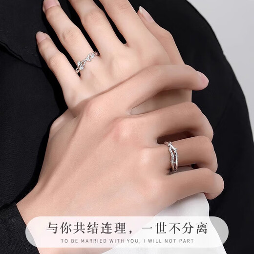 Qian Sheng Yuan Lian Zhi couple's ring, a pair of open index finger rings for men and women, a pair of open index finger rings to express love and proposal, niche gifts for girlfriends and wives, a pair of Lian Lizhi couple rings, gift box, adjustable, gift for Chinese Valentine's Day, student bracelets