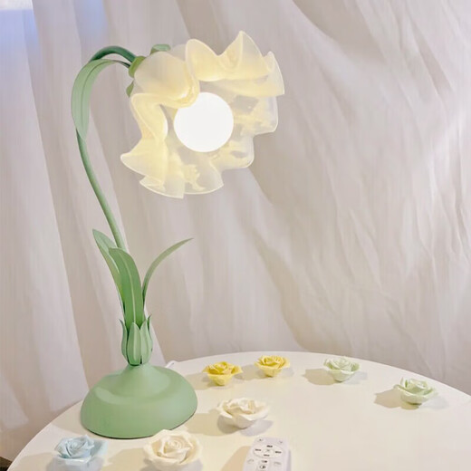 Tiffania Schlafzimmer Nachtleuchte Ins Französische Pastoralstil Internet Promi Blumenschisch Lampe warm romantisches Mädchen Retro Zimmerlampe BTYL6622-1 Drei-Farben Pink
