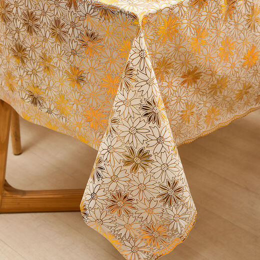 Yudou coffee table tablecloth waterproof, anti-scald and anti-oil dining table mat TV cabinet tablecloth tablecloth plastic bedside table cover rectangular peacock gold flower 135*180cm