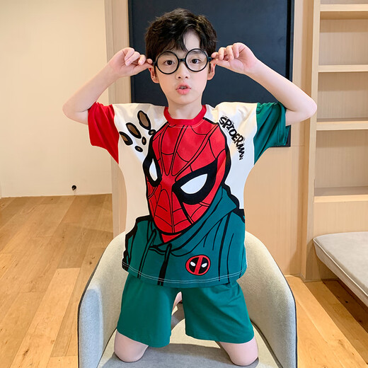 New Boy Pyjamas Sommer dünne reine Baumwolle kurzärmelige Anzug Kinder Little Boy Big Children Cartoon Home Kleidung Vollte Baumwolle TN653# Tom Cat M Code 160 (empfohlenes Gewicht 85-100 Jin [Jin gleich 0,5 kg])