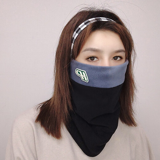 美伦玫冬季脖套女双层加厚保暖奥利绒户外时尚男女渐变套头围脖 3891宝蓝色 均码