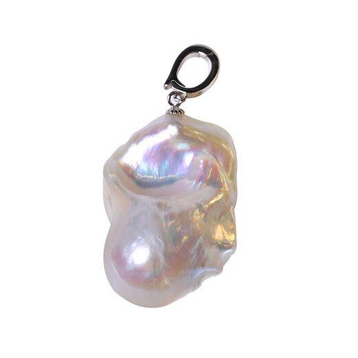 Congdie oversized necklace pendant freshwater pearl Baroque special-shaped high-gloss white irregular European and American silver front and back slightly flawless unbroken silver pendant finished product