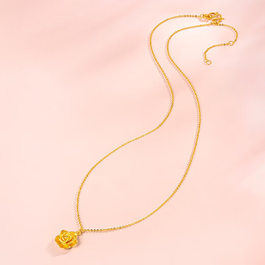 Saturday Blessing Rose Story Gold Necklace Women's Gold Pendant Birthday Gift Price A0613204 Approximately 4.66g 40+5cm