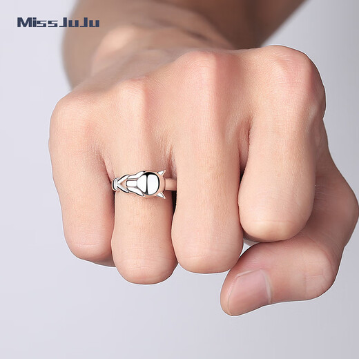 Miss JuJu pt950 platinum ring men's platinum ring men's domineering personality leopard head live adjustable opening large ring weighing 6.7-6.9 grams
