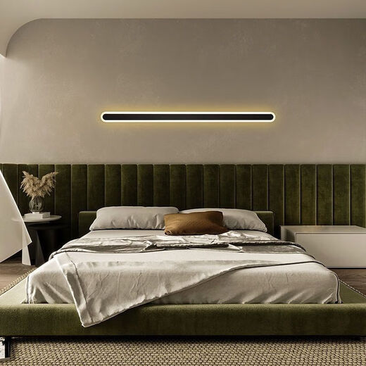 Yaotian one-word wall lamp, bedroom lamp, bedside lamp, LED strip lamp, living room background wall, study corridor lamp, aisle stair lamp, gold-100cm, three-color dimming (white light + warm light + neutral light)