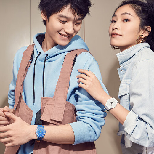 斯沃琪（Swatch）瑞士手表 原创系列 纯白炫彩 学生日历简约石英男女表SUOS404