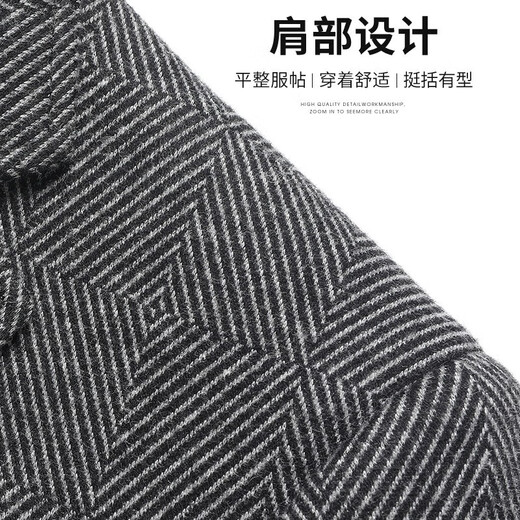 SHANSHAN西服男秋冬厚款男士含羊毛平驳领单西外套商务休闲职业正装 灰色 170