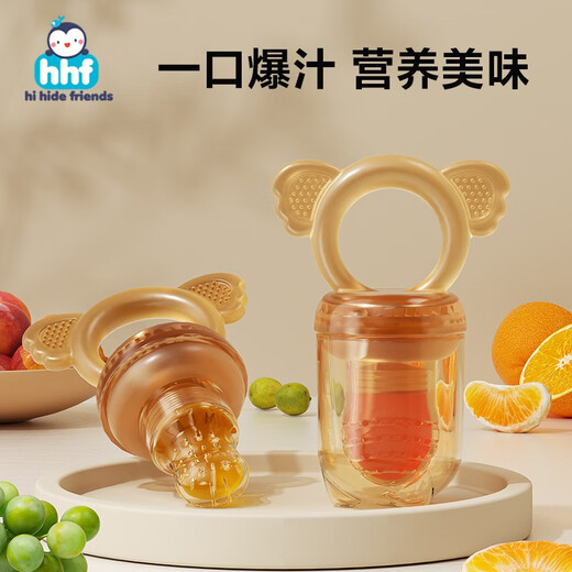 HIHIDEFRIENDS baby full silicone chewing and eating fruit food supplement baby teether toy child pacifier chewing and playing small rabbit style (small mesh bag) 1 pack